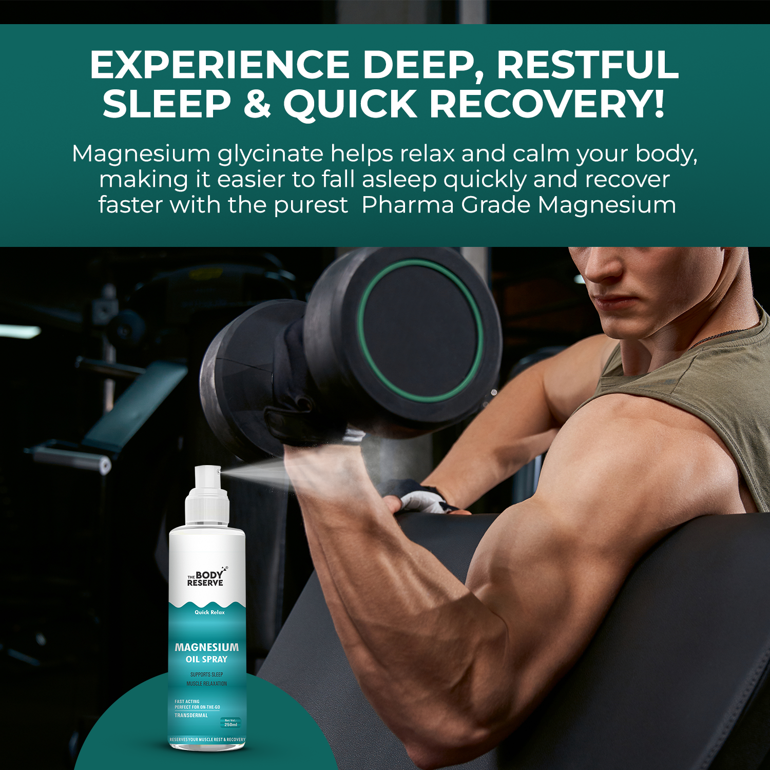 The Body Reserve Magnesium Oil Spray 200ml- Topical Spray Magnesium Oil For Feet, Muscle Relaxation, Deep Sleep Support, Recovery From Cramps, Fitness