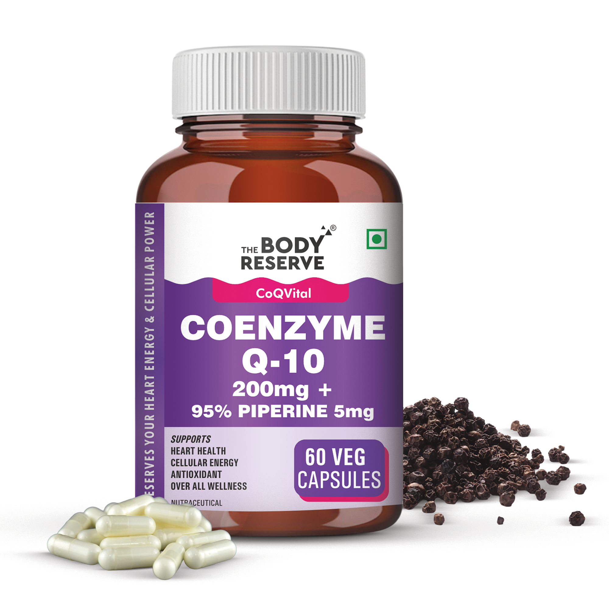 Coenzyme Q10 200mg 60 Veg Capsules Supplement for Heart & Vascular Health