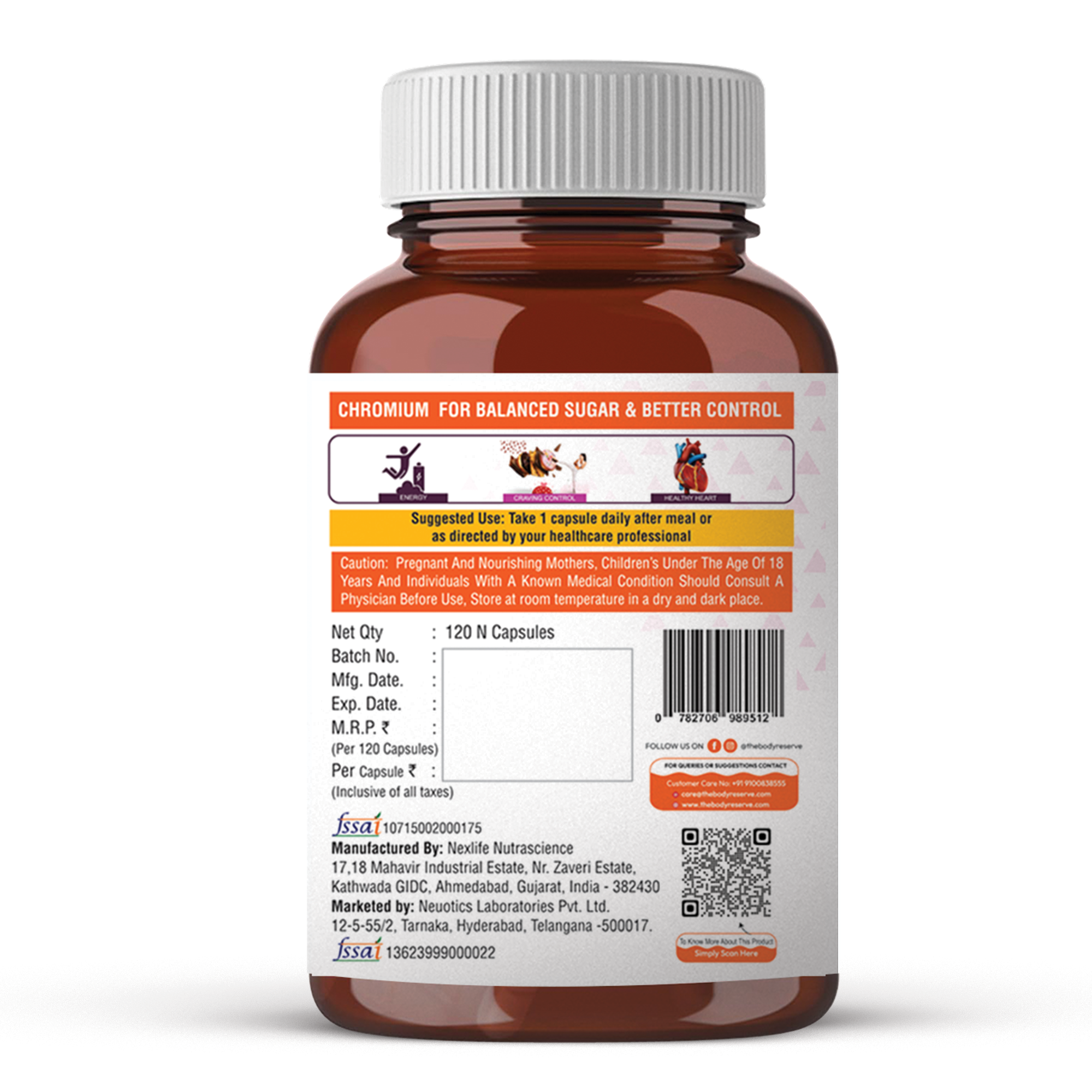 Chromium Picolinate 400mcg 120 Veg Capsules for Healthy Blood Sugar Levels