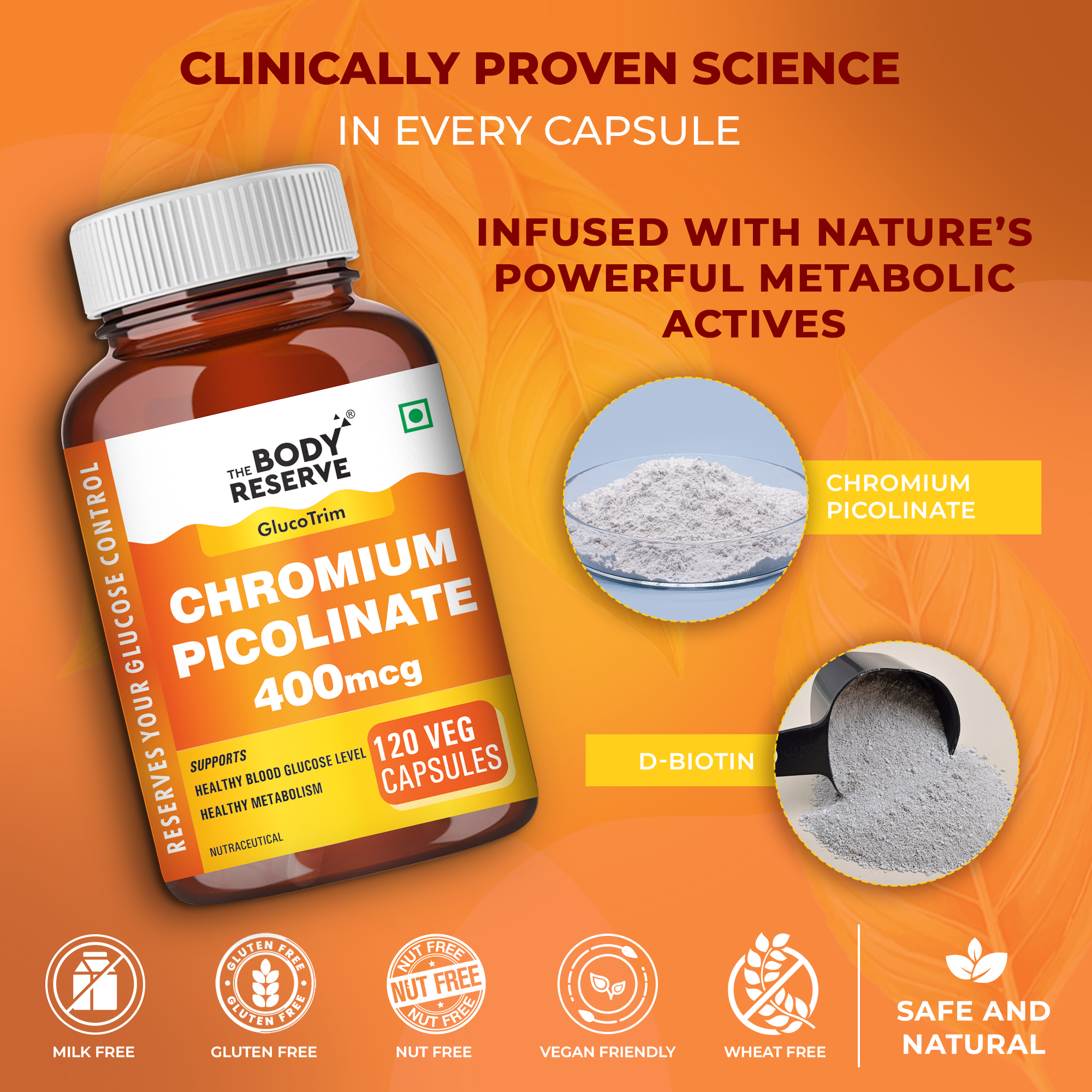 Chromium Picolinate 400mcg 120 Veg Capsules for Healthy Blood Sugar Levels