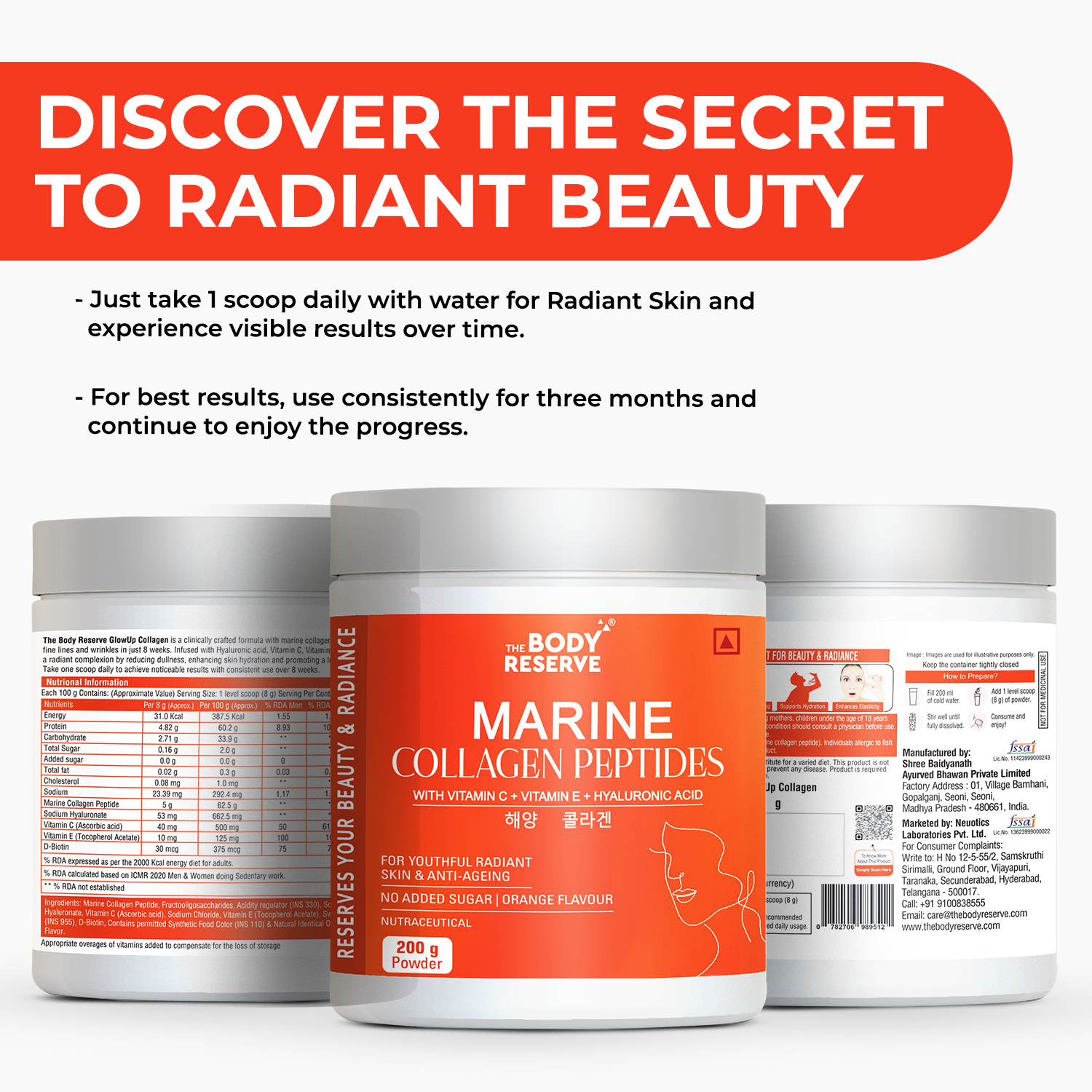 Marine Collagen Supplement For Men, Women (Orange - 200g)