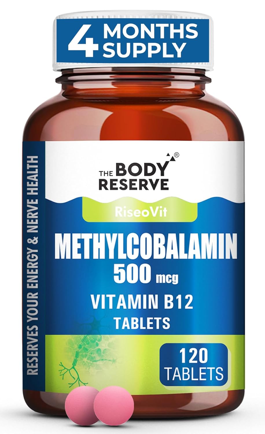Vitamin B12 Supplements Methylcobalamin 500 Mcg 120 Veg Tablets  (4-Month Supply)