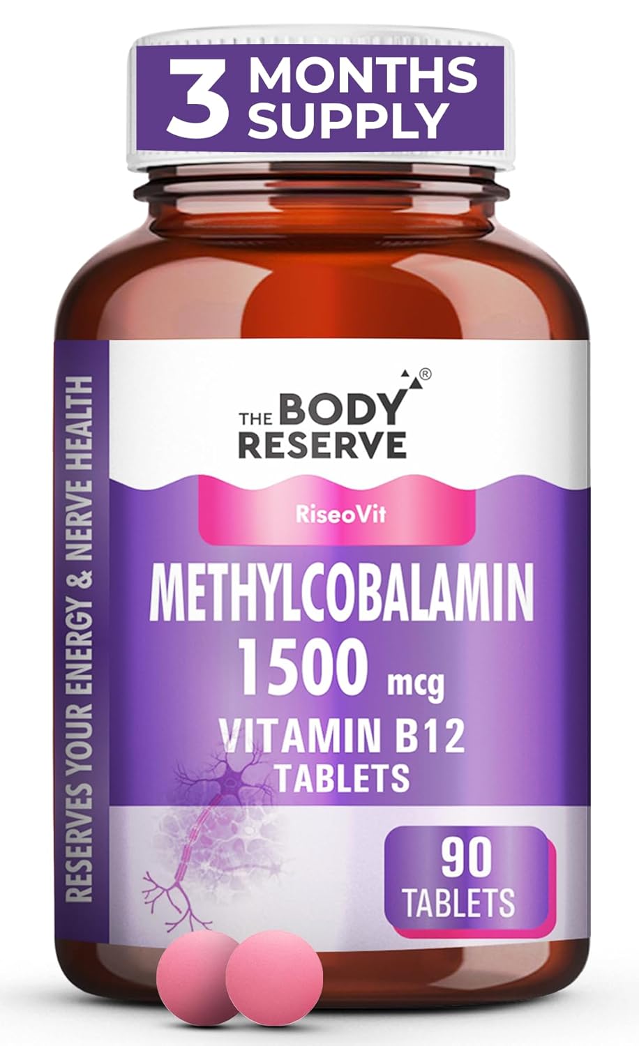 Vitamin B12 Tablets 1500mcg as Methylcobalamin 90 Veg Tablets (3 Months Supply Pack)
