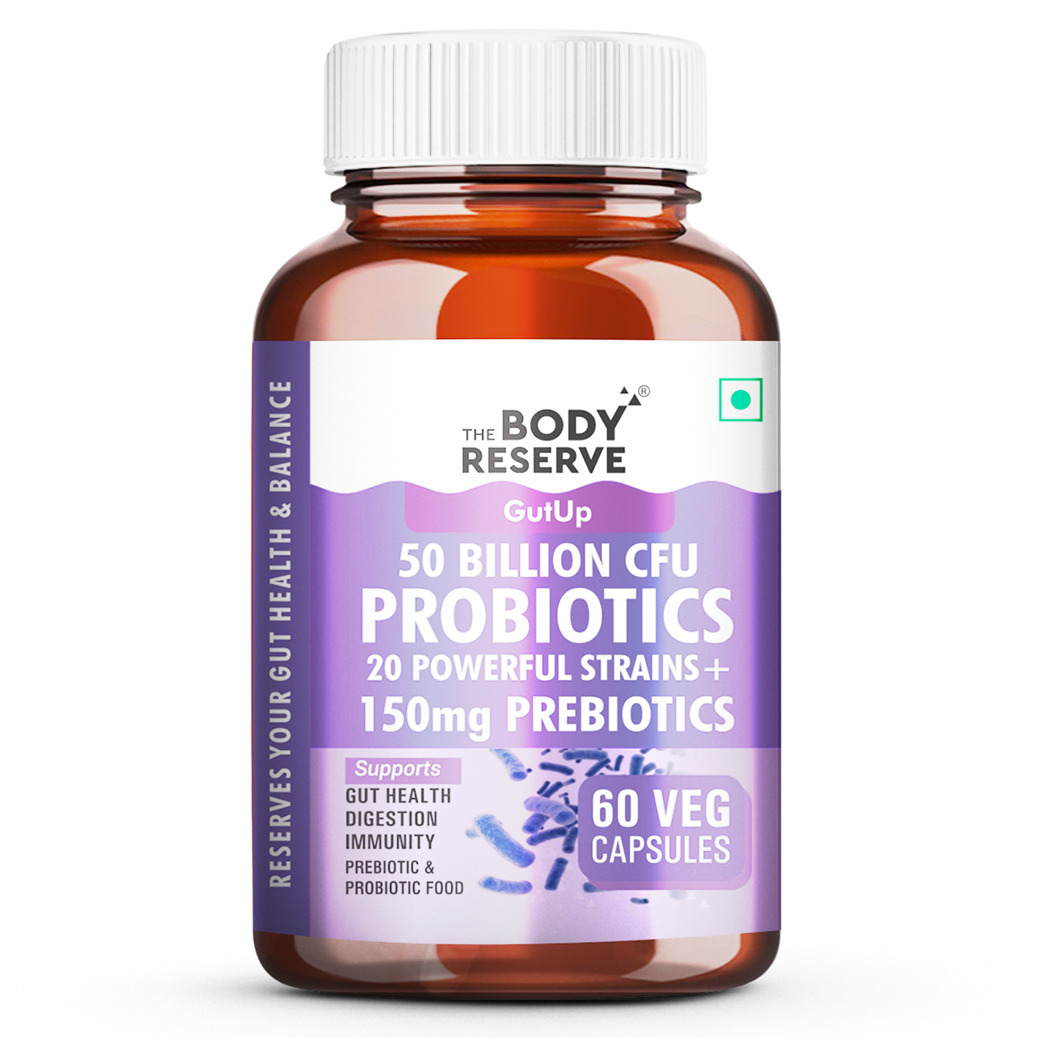 The Body Reserve Probiotics Supplement 50 Billion CFU Gut Health Supplements With Probiotics And Prebiotics Supports Digestion & Gut Cleanse-60 Capsules