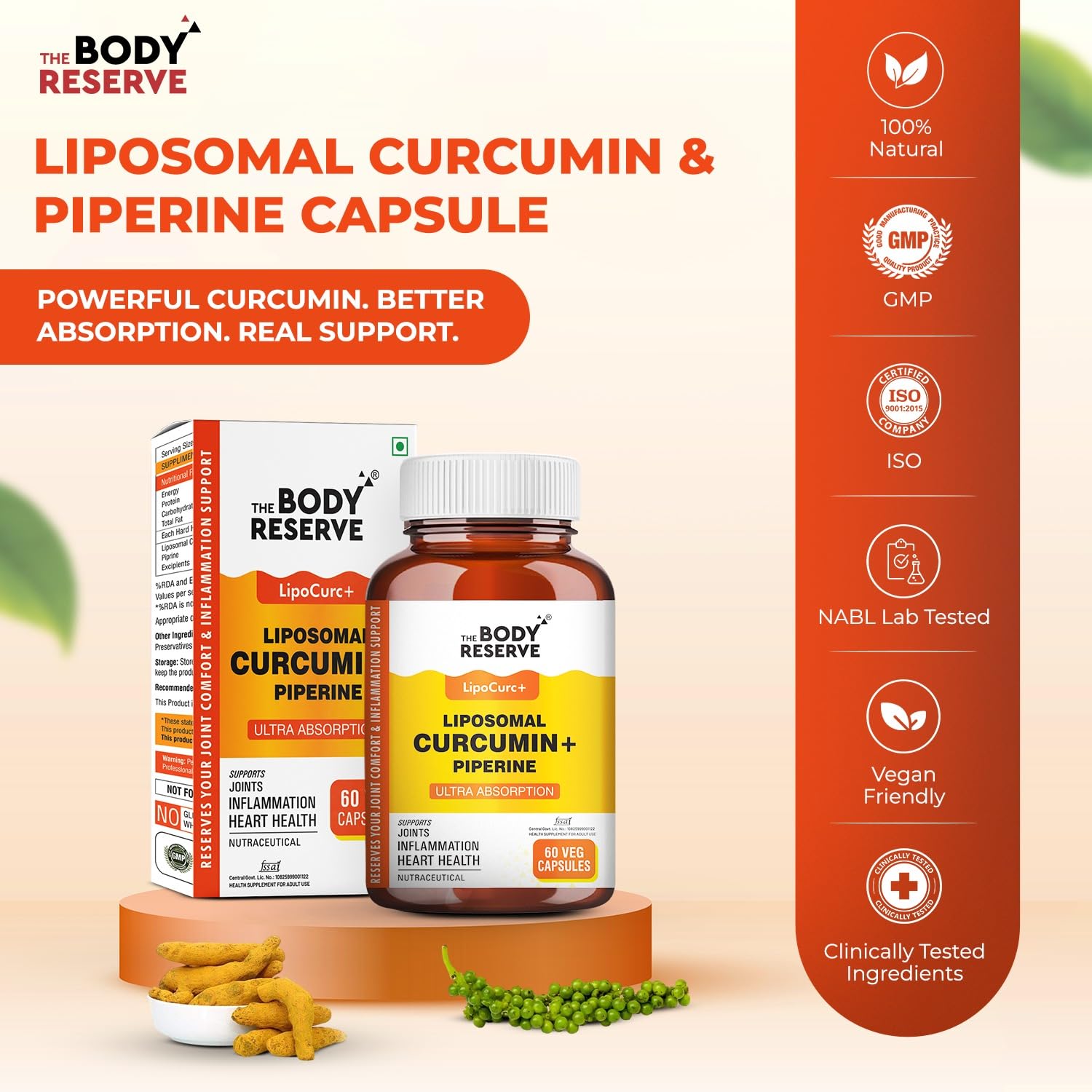 Liposomal Curcumin 500mg 60 Capsules Support for Adults
