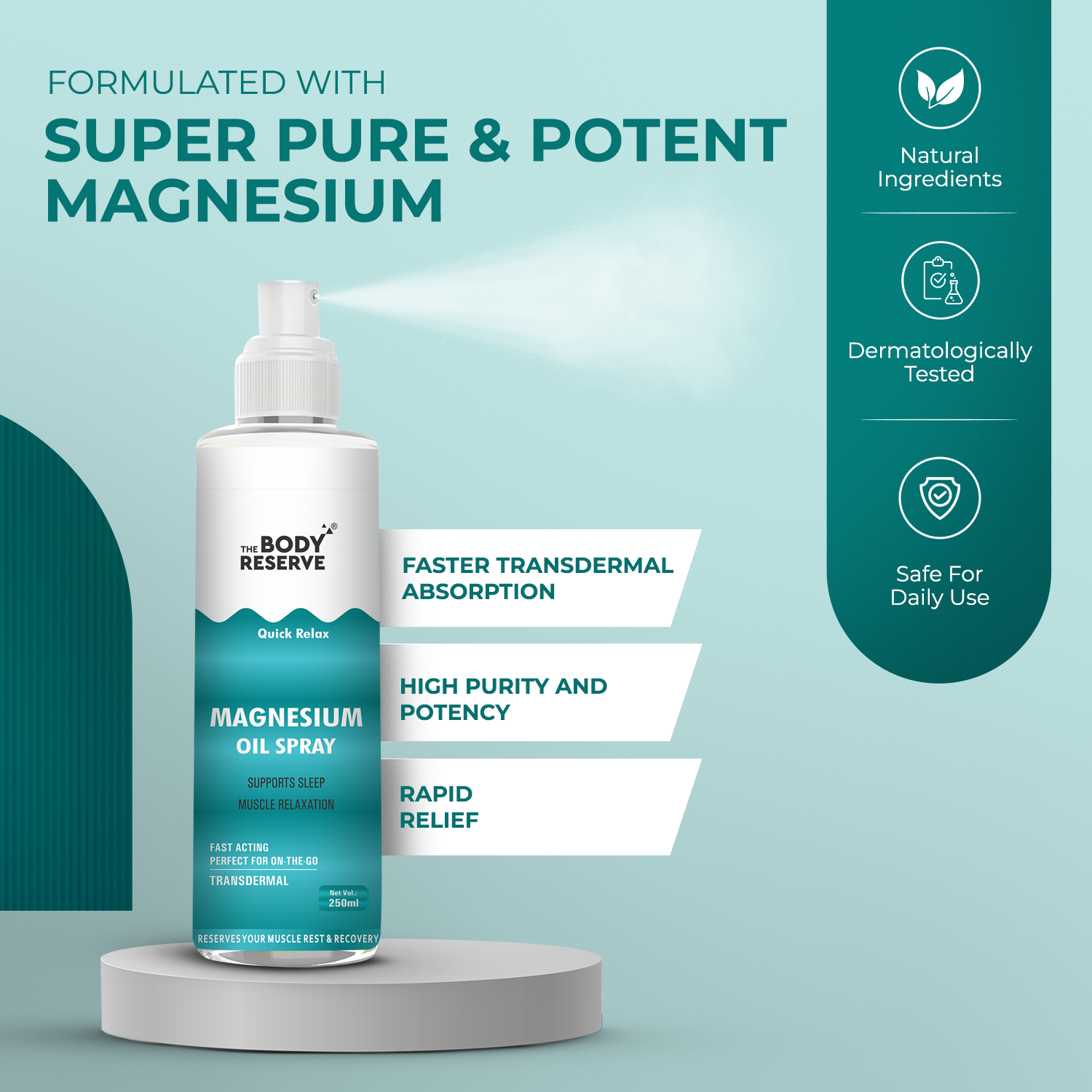 The Body Reserve Magnesium Oil Spray 200ml- Topical Spray Magnesium Oil For Feet, Muscle Relaxation, Deep Sleep Support, Recovery From Cramps, Fitness