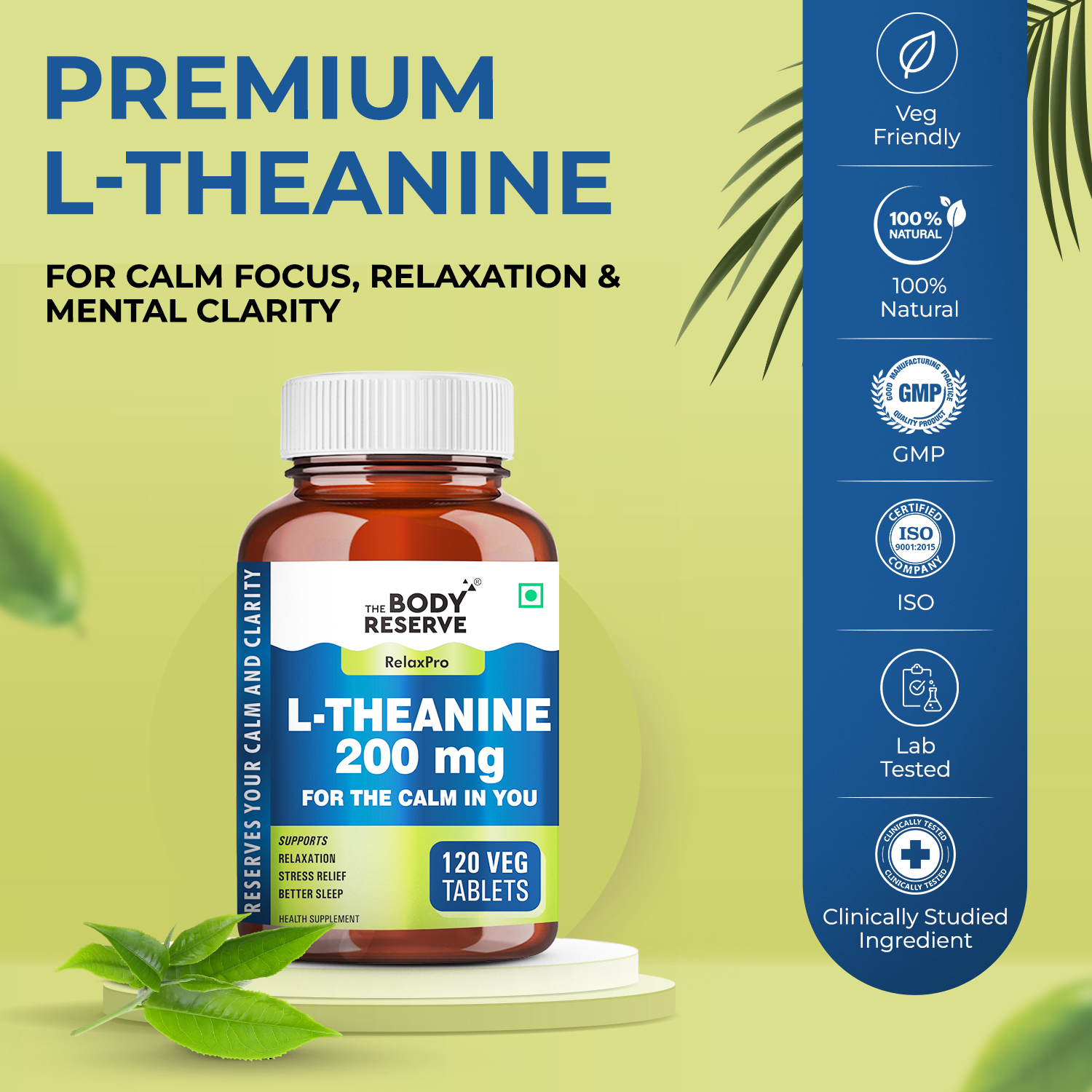 L-THEANINE 120 TABLETS Supplements Supports Stress Relief, Anxiety