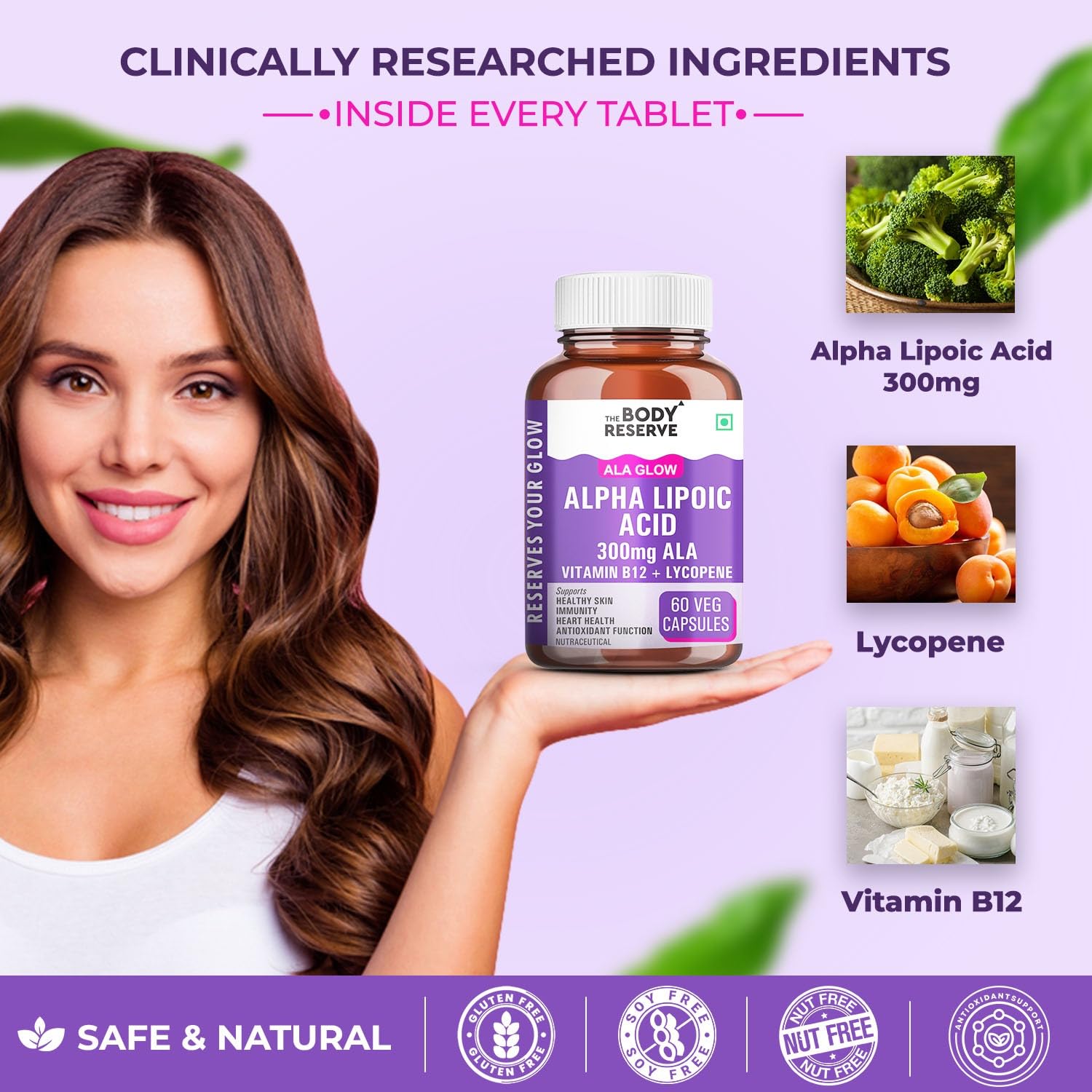 Alpha Lipoic Acid 300mg 60 Veg Capsules for Nerve Health, Energy