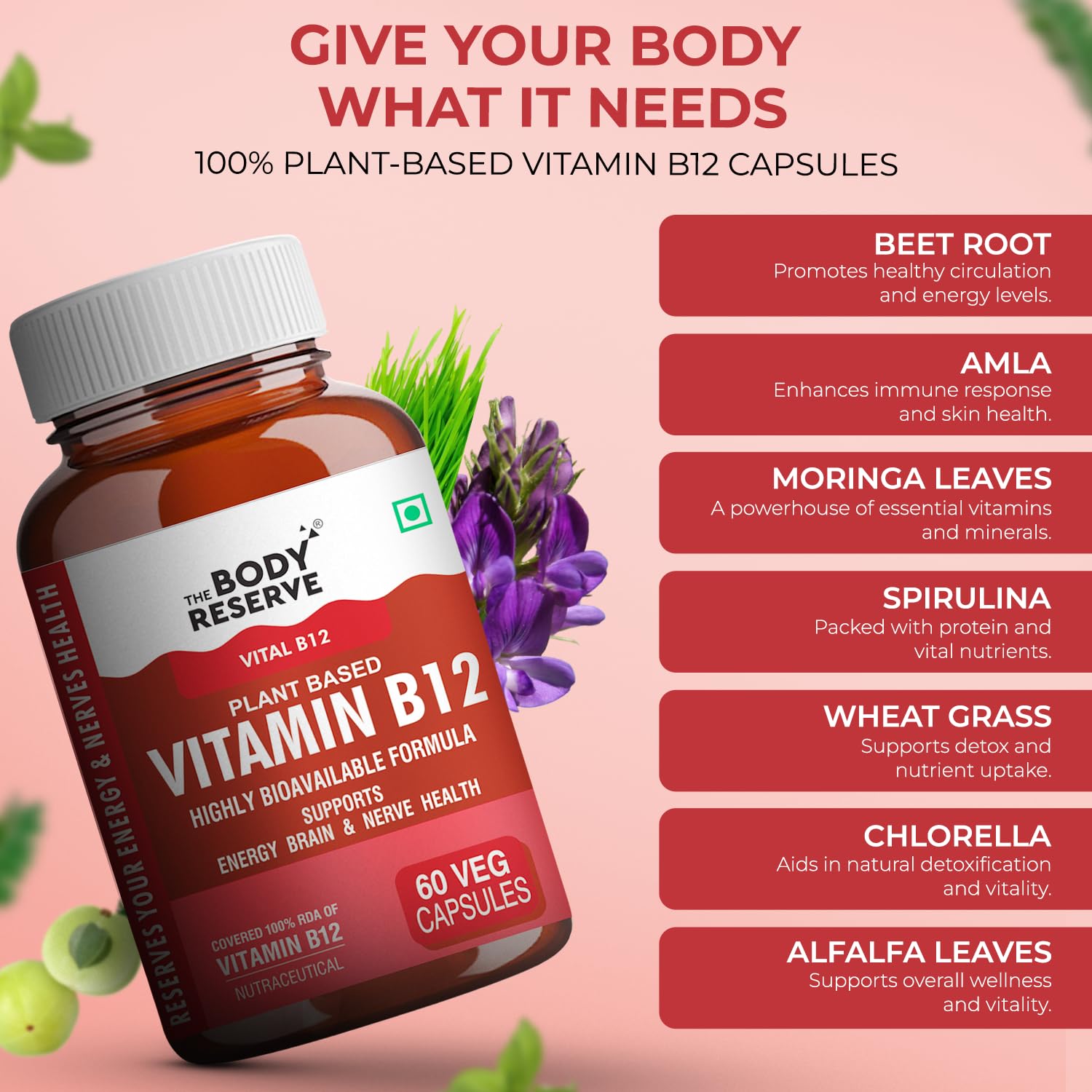 Vitamin B12 Supplement For Men & Women 60 Capsules