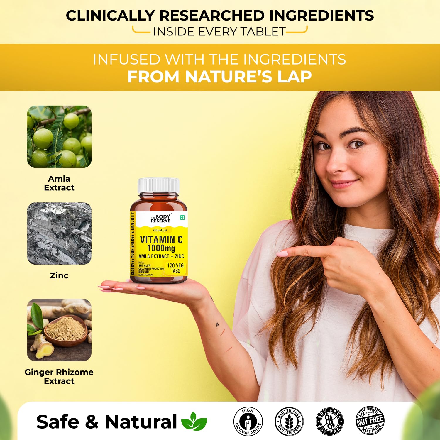 Vitamin C Supplements 120 Tablets For Glowing Skin