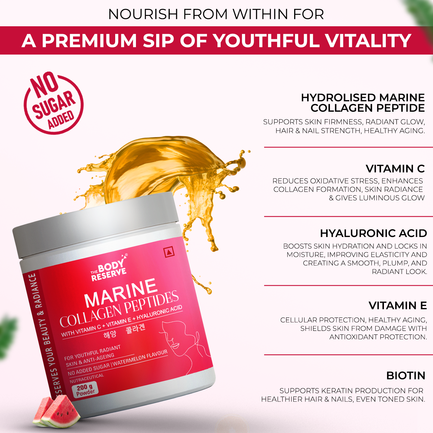 Marine Collagen Supplement For Men, Women (Watermelon - 200g)