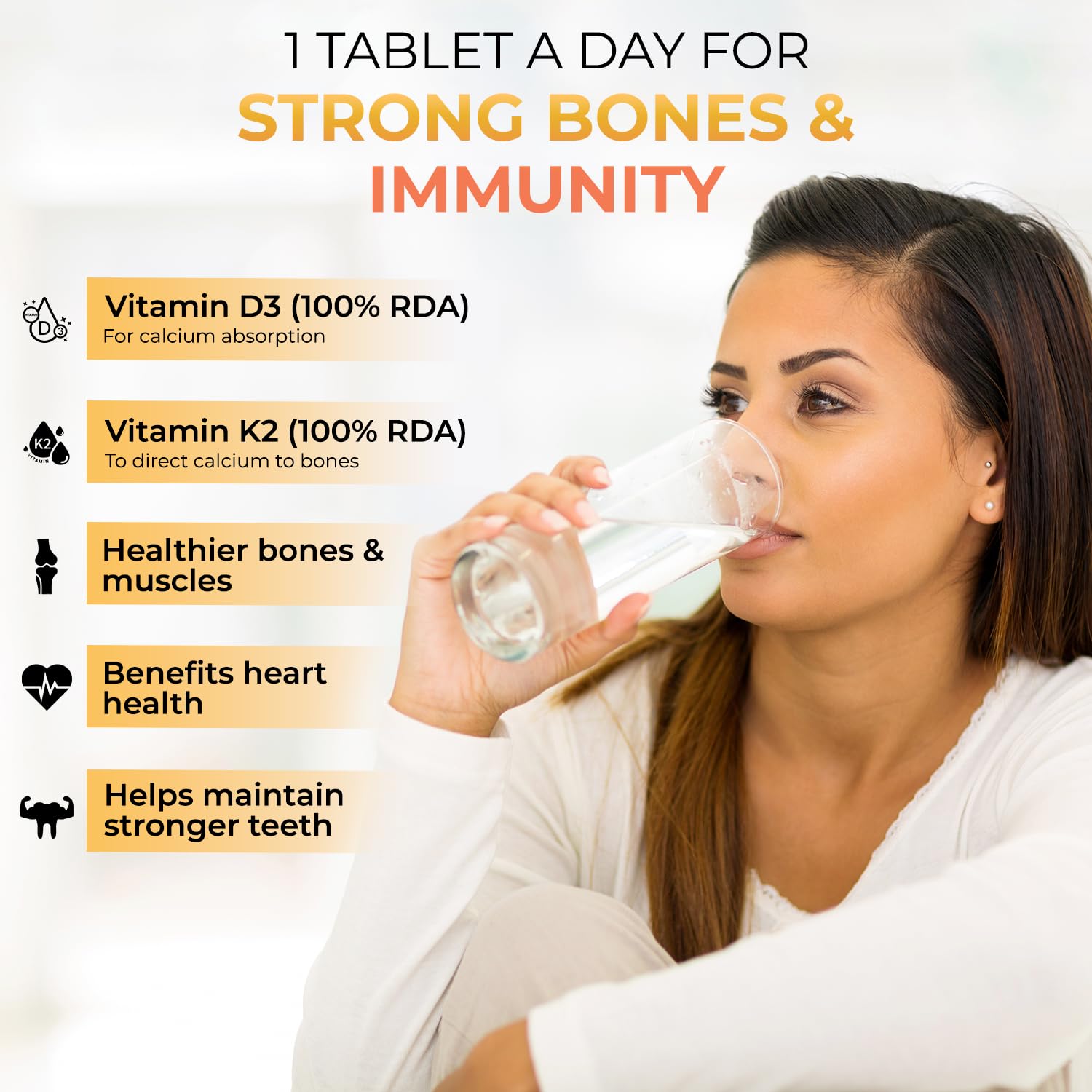 Vitamin D3 K2 MK7 - 90 Veg Tablets