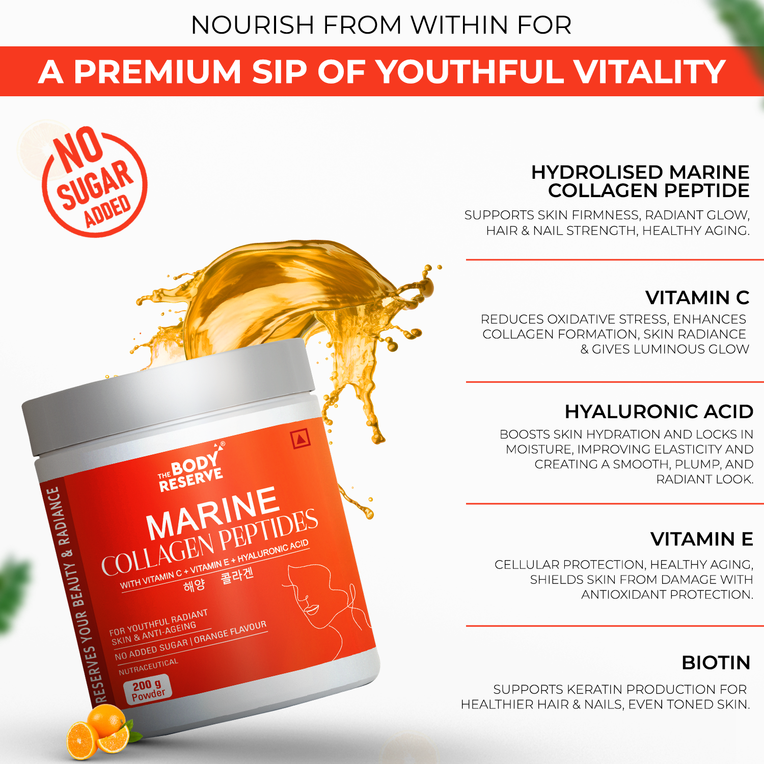 Marine Collagen Supplement For Men, Women (Orange - 200g)