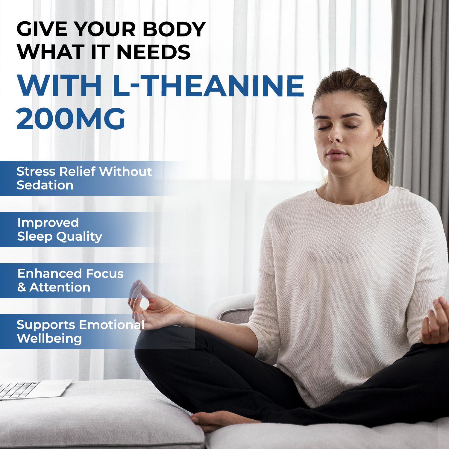 L-THEANINE 120 TABLETS Supplements Supports Stress Relief, Anxiety