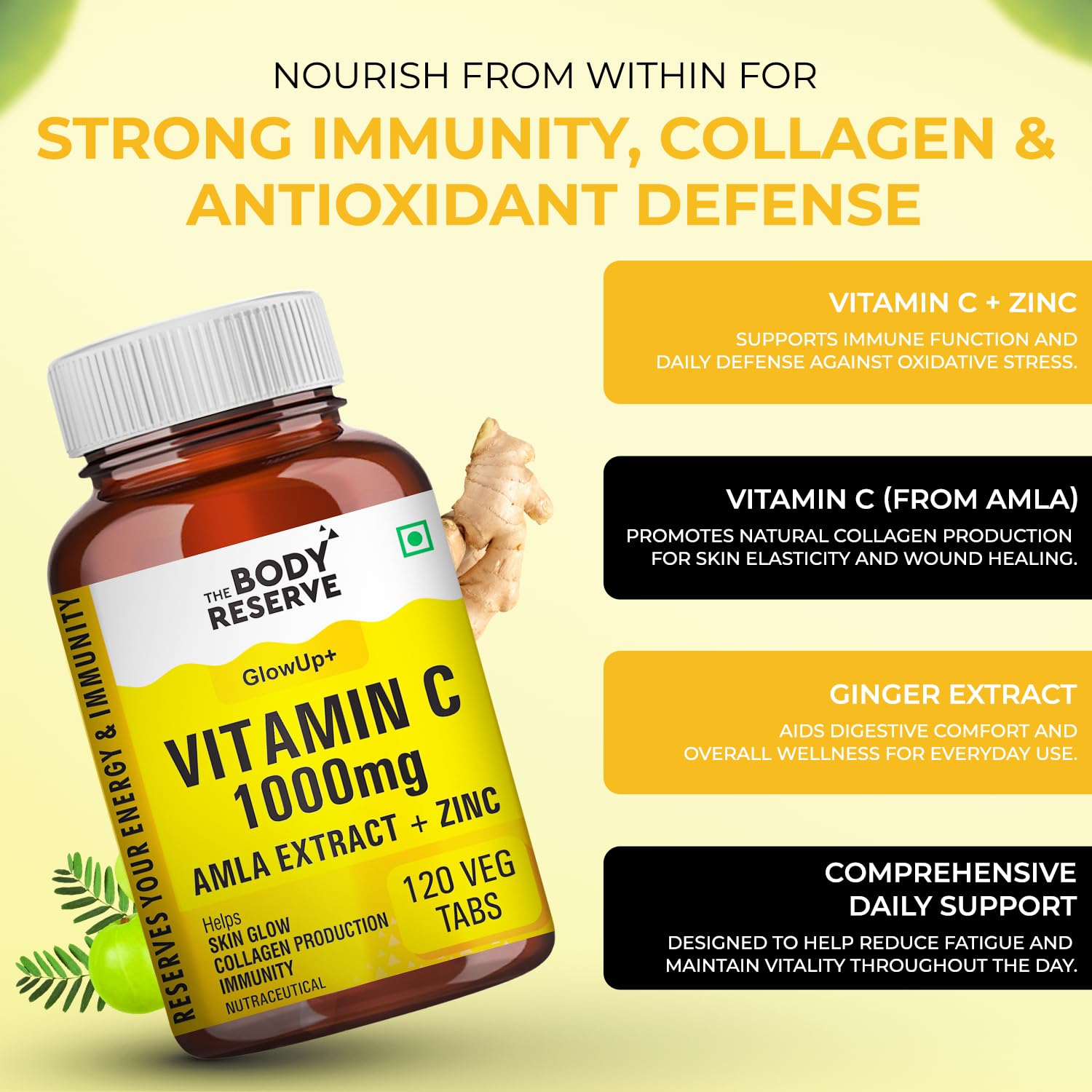 Vitamin C Supplements 120 Tablets For Glowing Skin