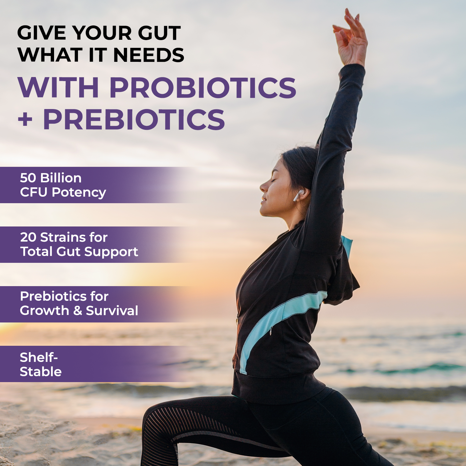 The Body Reserve Probiotics Supplement 50 Billion CFU Gut Health Supplements With Probiotics And Prebiotics Supports Digestion & Gut Cleanse-60 Capsules