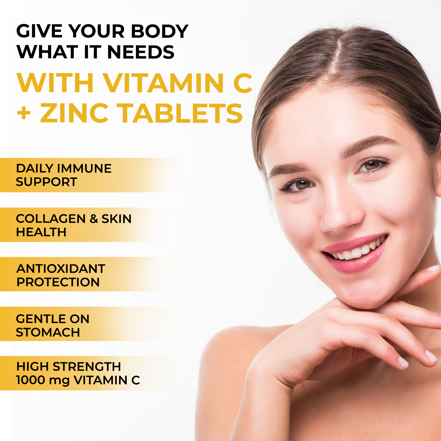 Vitamin C Supplements 60 Tablets For Immunity & Skin