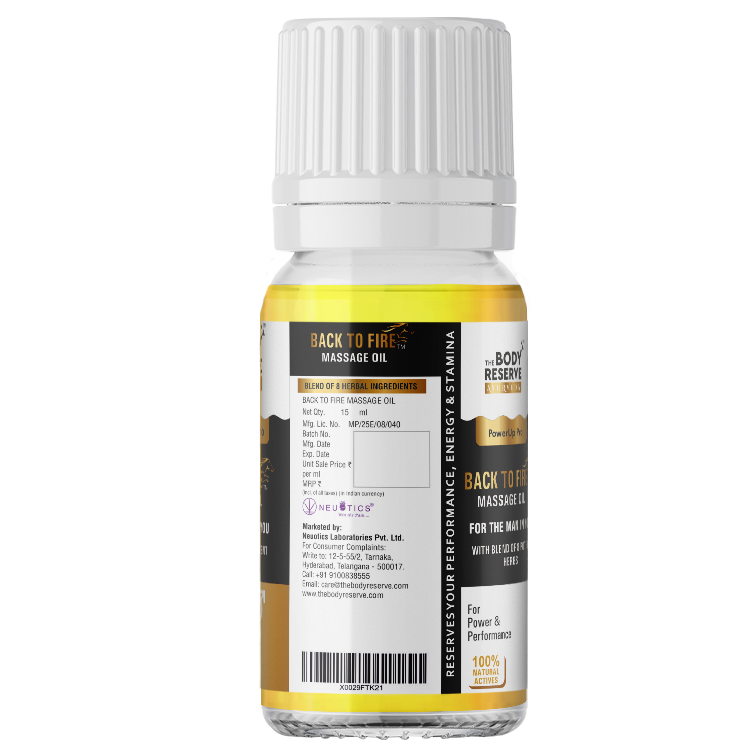 The Body Reserve Back To Fire Ayurvedic Massage Oil for Men  With Ayurvedic Herbs 15 ml (pack of 1)