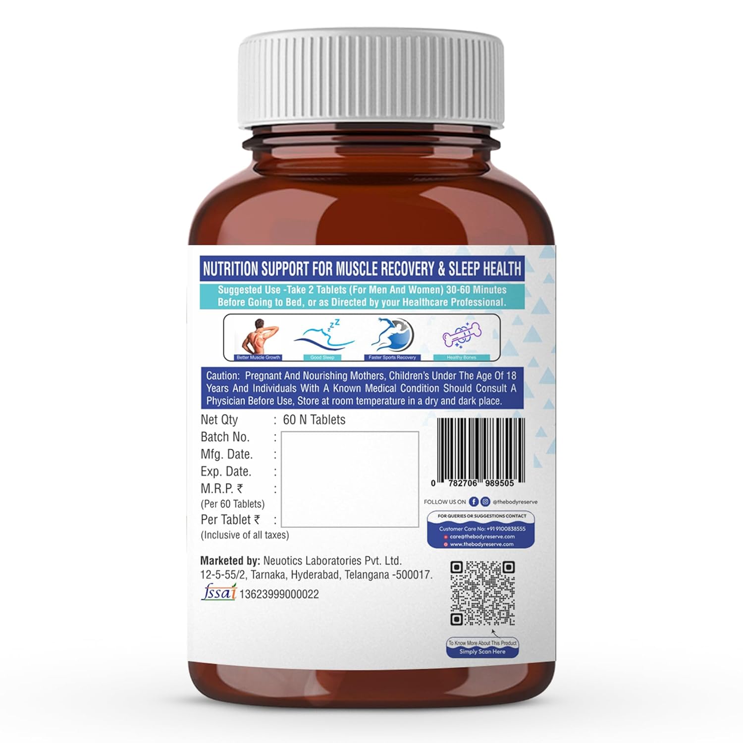 Magnesium Glycinate Supplement - 60 Veg Tablets, 2000mg