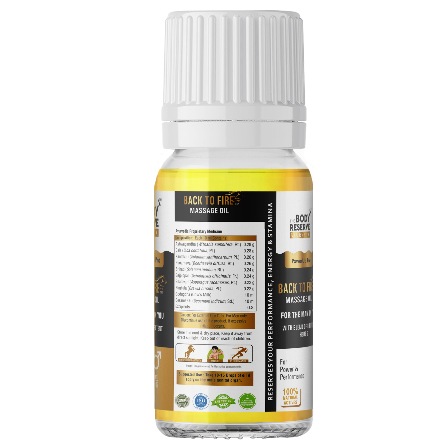 The Body Reserve Back To Fire Ayurvedic Massage Oil for Men  With Ayurvedic Herbs 15 ml (pack of 1)