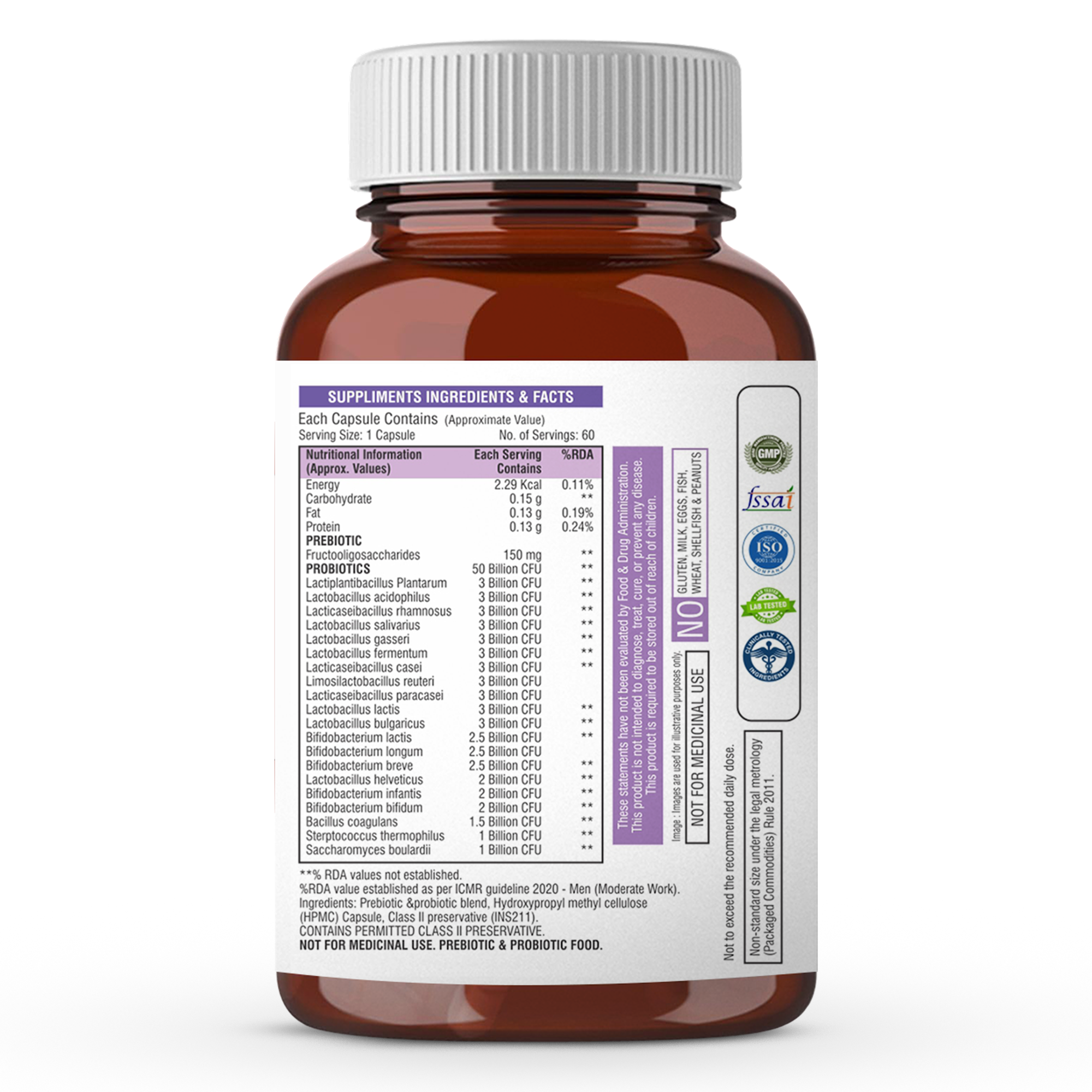 The Body Reserve Probiotics Supplement 50 Billion CFU Gut Health Supplements With Probiotics And Prebiotics Supports Digestion & Gut Cleanse-60 Capsules