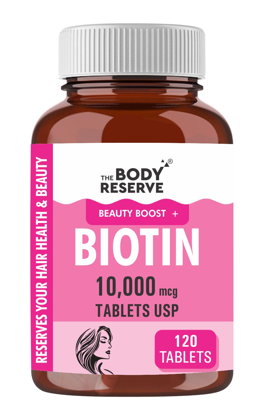 The Body Reserve Biotin 10000mcg Tablets -120 Veg Tablets, Biotin Tablets For Hair Growth, Skin & Nails, Hair Vitamins  Biotin Supplement For Men & Women  4 Month’s Supply Pack