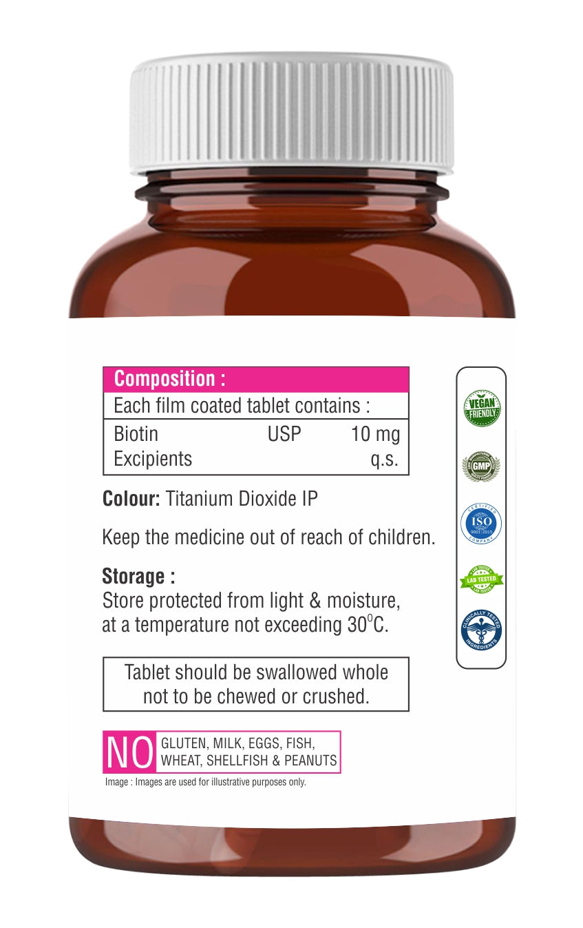 The Body Reserve Biotin 10000mcg Tablets -120 Veg Tablets, Biotin Tablets For Hair Growth, Skin & Nails, Hair Vitamins  Biotin Supplement For Men & Women  4 Month’s Supply Pack