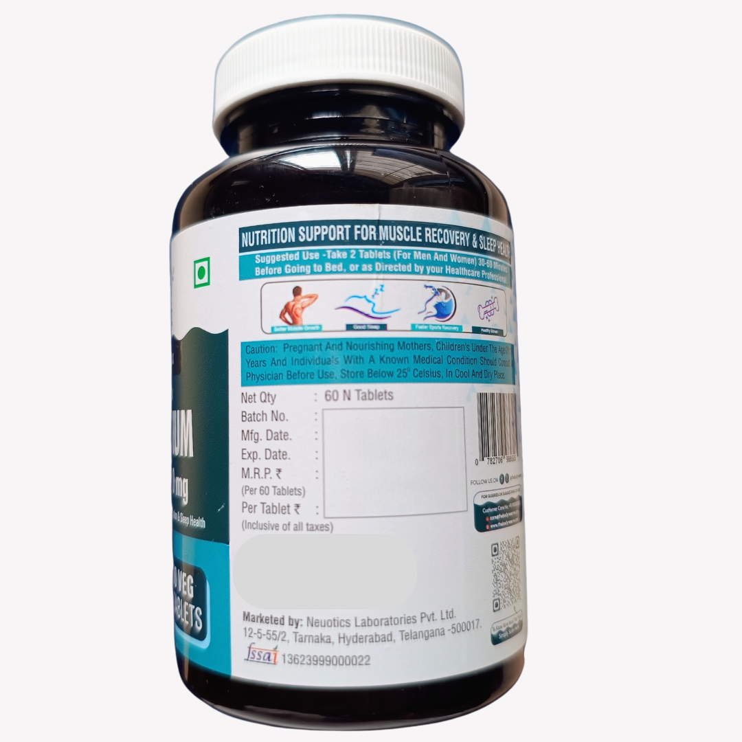 The Body Reserve Magnesium Glycinate Supplement - 60 Veg Tablets, 2000mg Per Serving, High Absorption Chelated Form - Supports Muscle & Nerve Relaxation, Better Sleep Quality for Men & Women